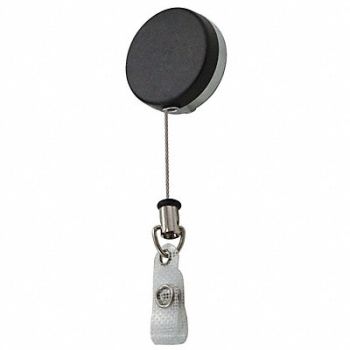 LUCKY LINE PRODUCTS Badge Reel Black/Chrome Steel Cord 3/4 D, 423N58