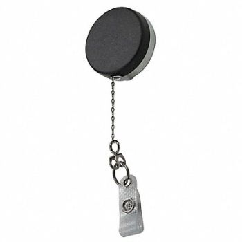 LUCKY LINE PRODUCTS Badge Reel Black/Chrome Chain Cord 3/4 D, 423N59