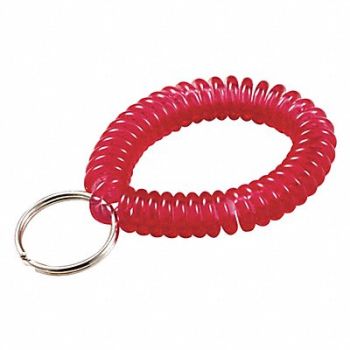 LUCKY LINE PRODUCTS Wrist Coil Key Ring Red 2-1/2 W PK10, 423N61