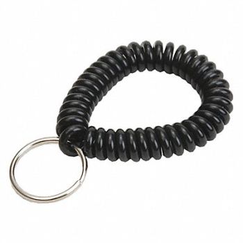 LUCKY LINE PRODUCTS Wrist Coil Key Ring Black 2-1/2 W PK10, 423N62