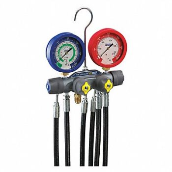 YELLOW JACKET Manifold Gauge 78 L 1/4 Port Size, 423N92