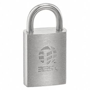 BEST Keyed Padlock 7/8 in Rectangle Silver, 425N95