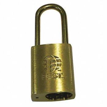 BEST Keyed Padlock 7/8 in Rectangle Gold, 425R09