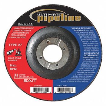 UNITED ABRASIVES-SAIT Abrasive Pipeline Wheel 4-1/2 in Dia., 48TC21