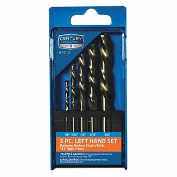 CENTURY DRILL AND TOOL Left Hand Cobalt Jobber Drill Bit 5 Pc, 42ZU61