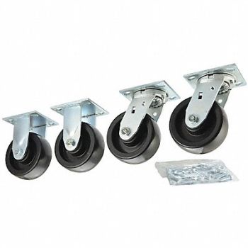 GRAINGER APPROVED Standard Plate Caster Swivel/Rigid PK4, 435X97