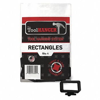 TOOLHANGER Plyprpyln Plstic Rectngle Hnger Blk PK4, 436C71