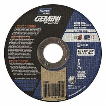 NORTON Abrasive Cut-Off Wheel Type 41 Grit 36, 436D96