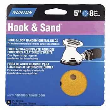 NORTON Hook-and-Loop Sanding Disc 5 in Dia PK4, 436D98