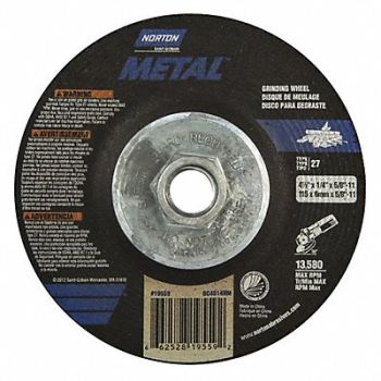 NORTON Depressed Center Wheel Type 27 Grit 24, 436G17