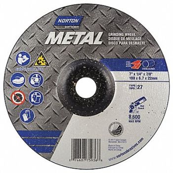 NORTON Depressed Center Wheel Type 27 7 dia., 436G18