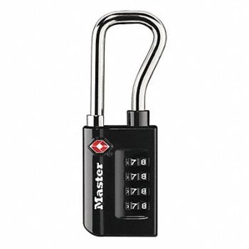 MASTER LOCK Luggage Padlock 2 3/8 in Rectangle Black, 436H10