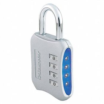 MASTER LOCK Combination Padlock 2 1/5in Rectgle Slvr, 436L43