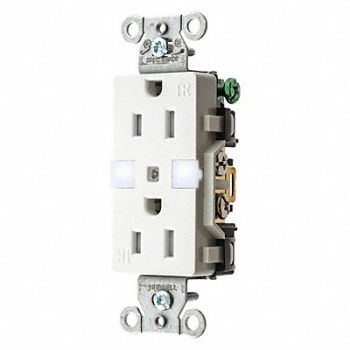 HUBBELL Receptacle 2 Poles 3 Wires 0.5 HP White, 437K35