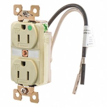 GRAINGER APPROVED Receptacle 2 Poles 3 Wires Ivory 0.5 HP, 437L55