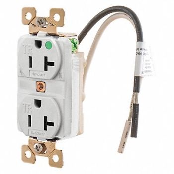 GRAINGER APPROVED Receptacle 2 Poles 3 Wires White 1.0 HP, 437L58