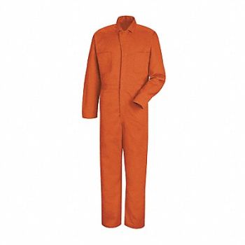 RED KAP Orange Cotton Coveralls, 43A650