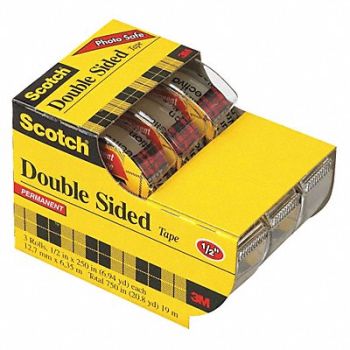 SCOTCH Double Sided Tape 1/2 x 250 in PK3, 43FZ38