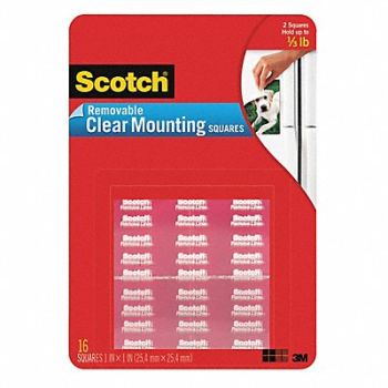 SCOTCH Removable Clear Mounting Squares PK35, 43GA41
