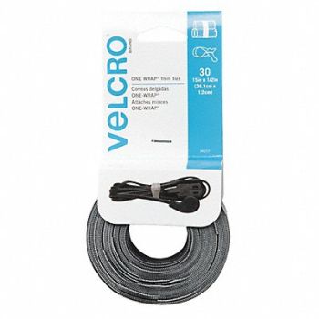 VELCRO BRAND Reusable Ties 15inStraps Black/Gray PK30, 43GD70