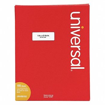 UNIVERSAL Permanent Label 1x2-5/8 White PK3000, 43KR71
