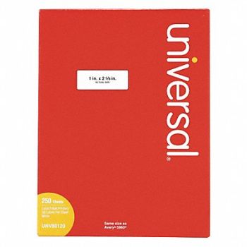UNIVERSAL Permanent Label 1x2-5/8 White PK7500, 43KR73