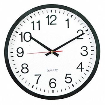 UNIVERSAL Round Wall Clock Black 12.5 dia., 43KR94