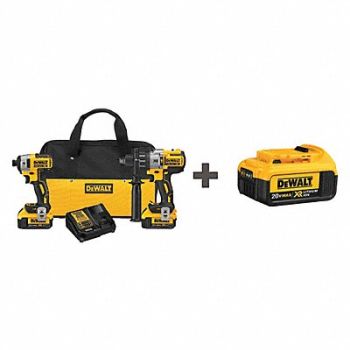 DEWALT Cordless Combo Kit 20.0 V 2 Tools 3 Batt, 43NF73