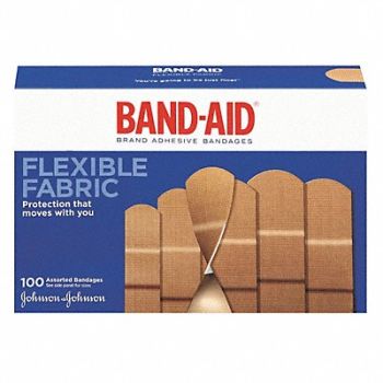 BAND-AID Bandages Flexible Assorted 100 PK100, 43PE68