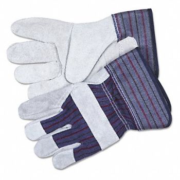 MEMPHIS Gloves Leather Palm Large Gray PK2, 43PF39