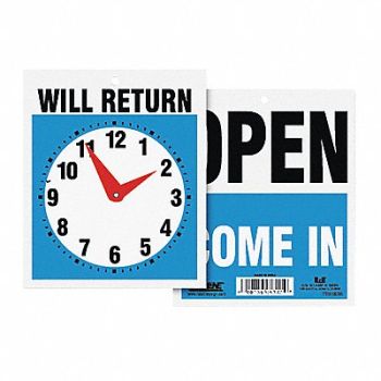 HEADLINE SIGN Sign Open/Will Return w/Clock Hands, 43PF82