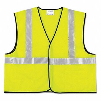 MCR SAFETY Vest Safety 2 Stripe Fluorescent Lime, 43PF91