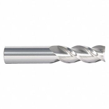 GRAINGER APPROVED Sq. End Mill Single End Carb 3/8, 52ZL20