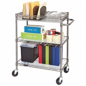 ALERA Three Tier Wire Rolling Cart 34x18x40, 43RL13