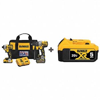DEWALT Cordless Combo Kit 20.0 V 2 Tools 3 Batt, 43TA59
