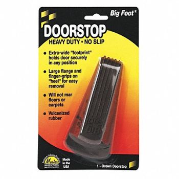 MASTER CASTER Doorstop Nonslip Rubber Brown, 43WC57