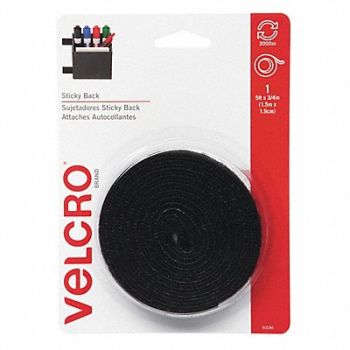 VELCRO BRAND Tape Sticky Back 3/4 x 5 ft Black, 43WC86