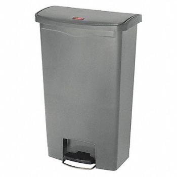 RUBBERMAID COMMERCIAL PRODUCTS Slim Jim Resin Step On 18 gal Gray, 43WZ33
