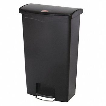 RUBBERMAID COMMERCIAL PRODUCTS Slim Jim Resin Step On 18 gal Black, 43WZ35