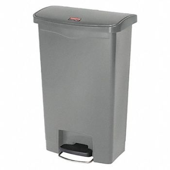 RUBBERMAID COMMERCIAL PRODUCTS Slim Jim Resin Step On 13 gal Gray, 43WZ42