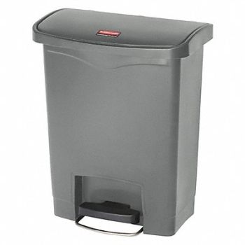 RUBBERMAID COMMERCIAL PRODUCTS Slim Jim Resin Step On 8 gal Gray, 43WZ52