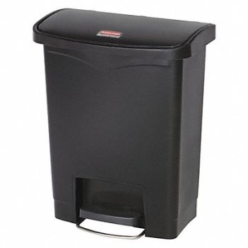 RUBBERMAID COMMERCIAL PRODUCTS Slim Jim Resin Step On 8 gal Black, 43WZ54