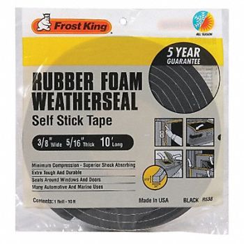 FROST KING H3682 Spnge Rubber Foam Tape 3/8Inx10 ft 8 mil, 43Y813