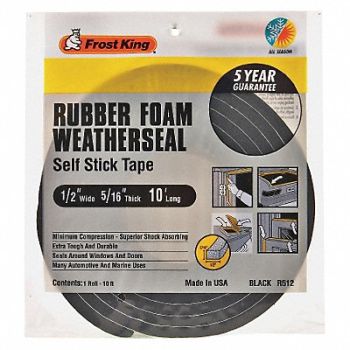 FROST KING Spnge Rubber Foam Tape 1/2Inx10 ft 8 mil, 43Y814