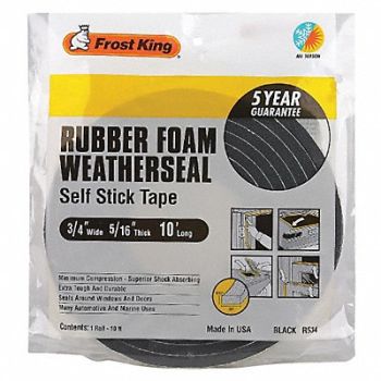 FROST KING H3683 Spnge Rubber Foam Tape 3/4Inx10 ft 8 mil, 43Y815