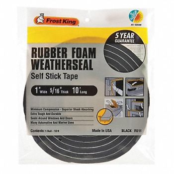 FROST KING Foam Tape 1 in x 3 1/4 yd Black, 43Y816