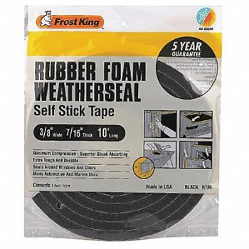 FROST KING H3684 Sponge Rubber Foam Tape 3/8In.x10 ft., 43Y817