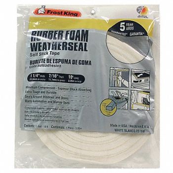 FROST KING H3959 Sponge Rubber Foam Tape 1-1/4In.x10 ft., 43Y826