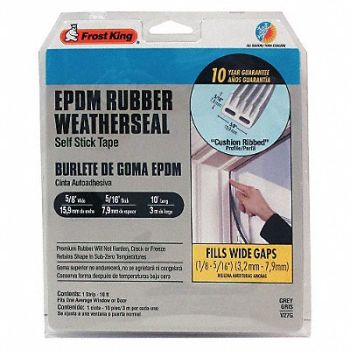 FROST KING H3960 Weatherseal 10 ft Gray EPDM, 43Y828