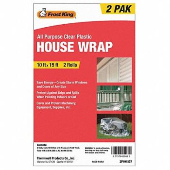 FROST KING House Wrap Clear 15 ft PK2, 43Y852
